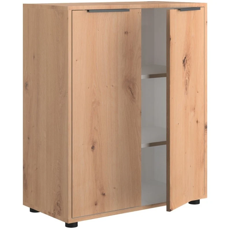 Scarpiera Mobile Multiuso 2 Ante 3 Ripiani, Armadio Legno – 72x35x90 cm Rovere