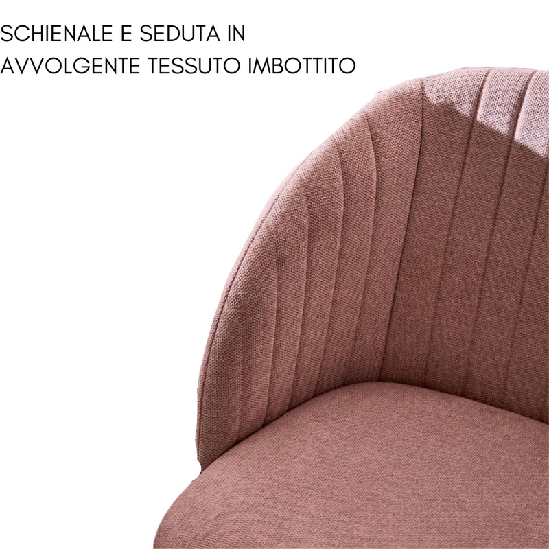 Set 2 Sedie Sala da Pranzo o Soggiorno Poltrona con Schienale in Tessuto