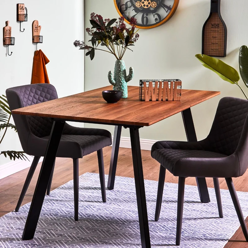 Tavolo da Pranzo Allungabile, Top Effetto Legno Naturale o Cemento 140/180 cm