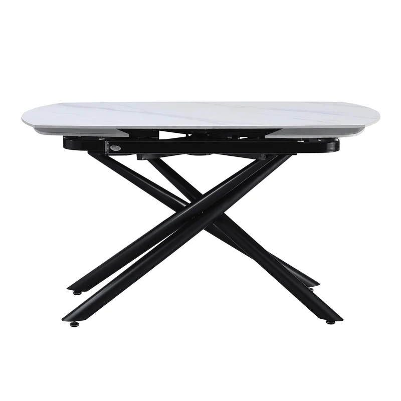 Tavolo Allungabile da Pranzo Top in Ceramica Finitura Marmorizzata 140/200 cm