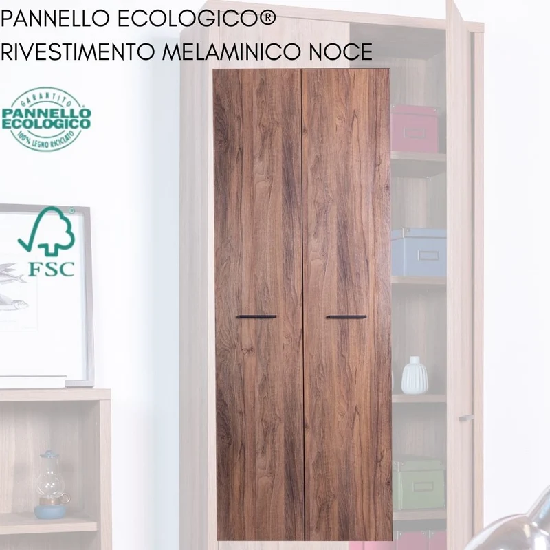 Mobile da Ufficio Multiuso 2 Ante 6 Ripiani Salvaspazio, Armadio in Legno 81x35x217 cm