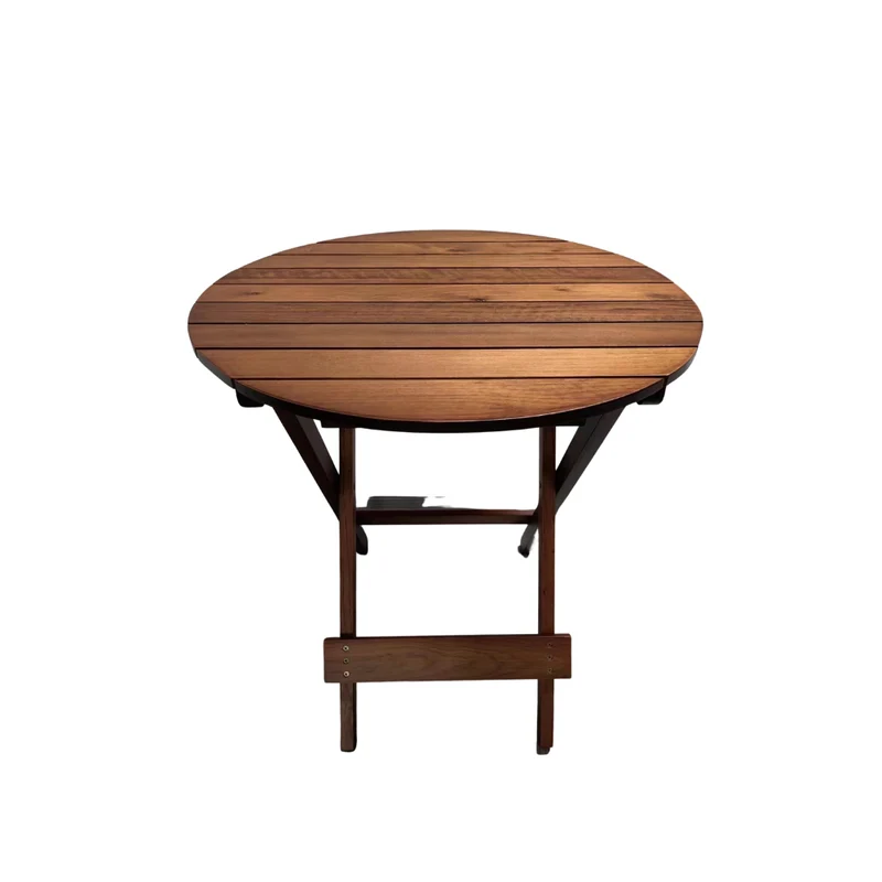 Tavolo da Giardino Esterno in Legno Pieghevole, Ovale da Pranzo - 60x65h cm Marrone