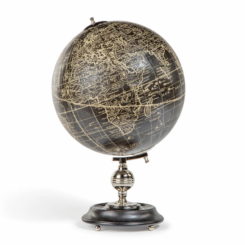 Authentic Models Globus Weber Vaugondy 1745 Noir, Deko-Weltkugel, Chromsockel / Kunststoff / Papier, GL041