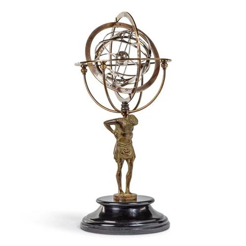 Authentic Models Armillarsphäre 18th C. Atlas Armillary, Dekoration, Aluminium / Messing / Granitsockel, GL051