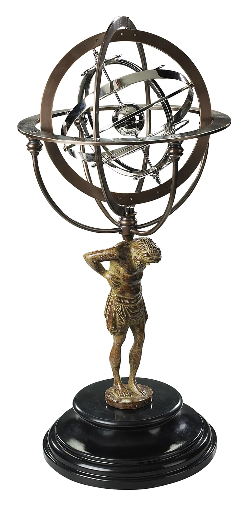 Authentic Models Armillarsphäre 18th C. Atlas Armillary, Dekoration, Aluminium / Messing / Granitsockel, GL051