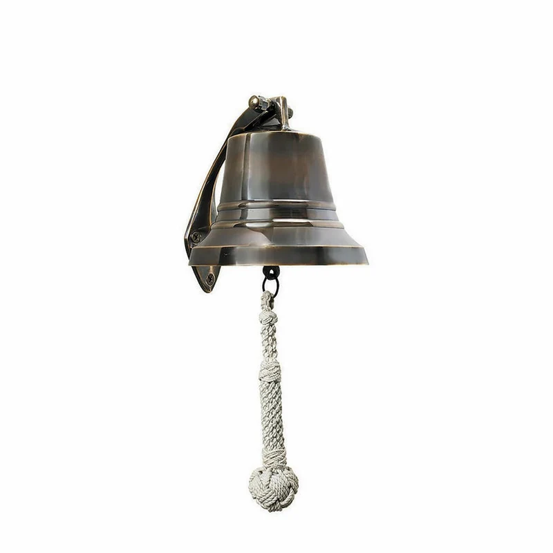 Authentic Models Bronze Schiffsglocke, Ships Bell, Glocke, Deko, Messing Massiv / Baumwolle, H 12 cm, AC072B