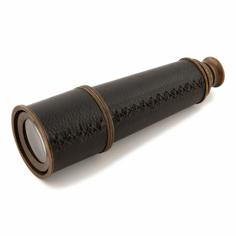 Authentic Models Fernrohr Bronzed mit Ständer, Spähglas, Teleskop, Metall, Holz, Glas, KA023F