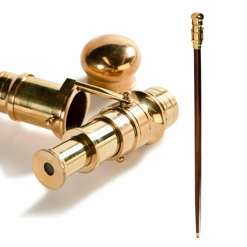 Authentic Models Gehstock Telescope Walking Stick mit Fernrohr, Accessoire, Akazienholz, WS005
