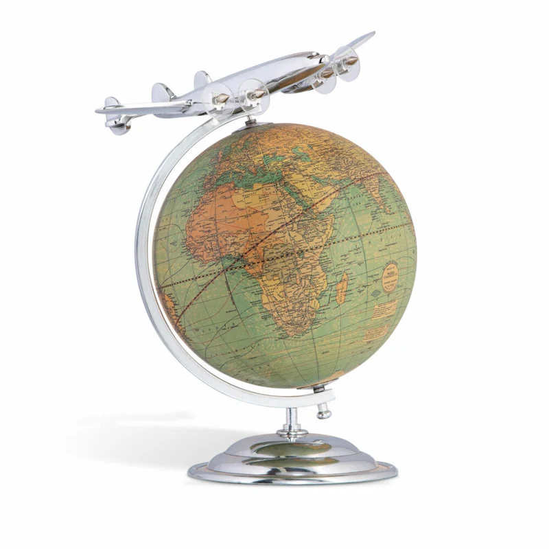 Authentic Models Flugzeugmodell mit Globus On Top of the World, Aluminium, AP108