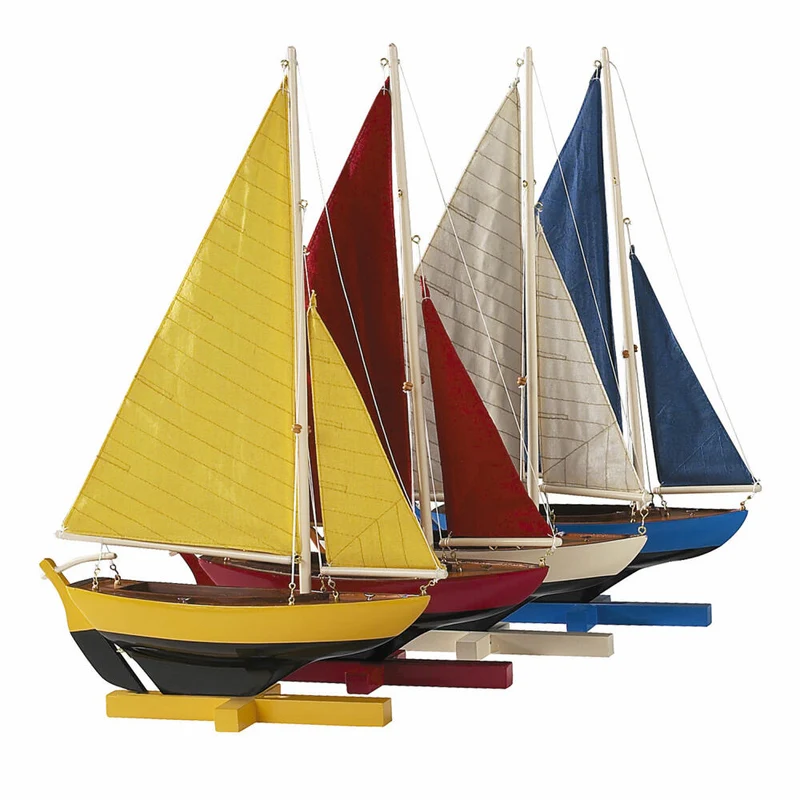 Authentic Models Deko-Schiffe Sunset Sailors 4-tlg., Schreibtischdeko, Holz, Baumwolle, AS170