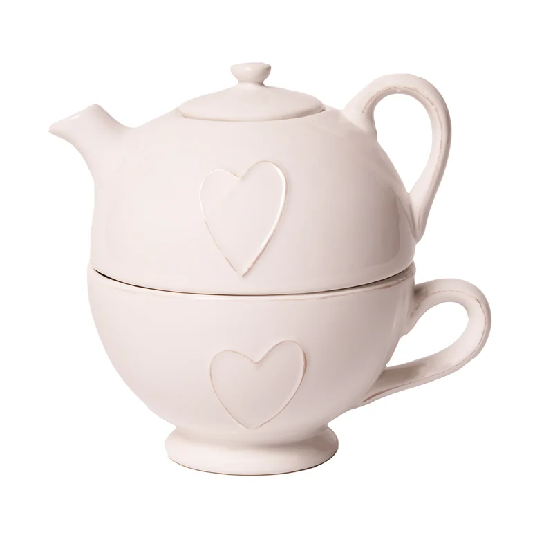 Tea for one con cuore in rilievo
