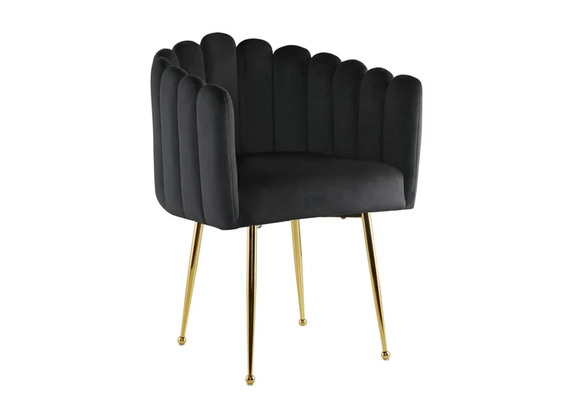 Sedia in velluto nero con gambe in metallo dorato HAYDEN