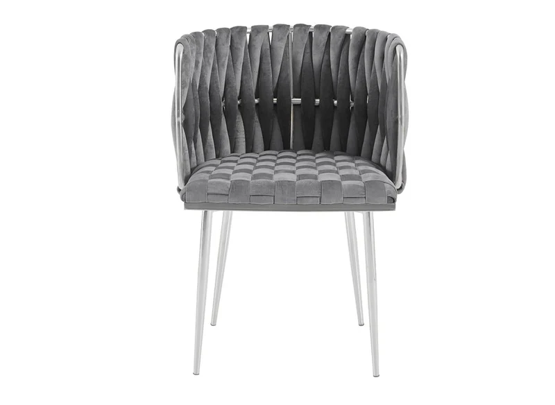 Set di 2 sedie in velluto grigio con gambe in metallo argentato POLO
