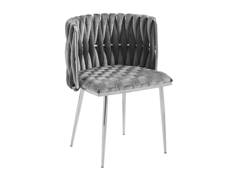 Set di 2 sedie in velluto grigio con gambe in metallo argentato POLO