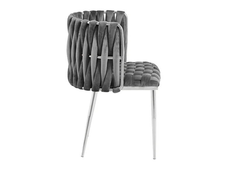 Set di 2 sedie in velluto grigio con gambe in metallo argentato POLO