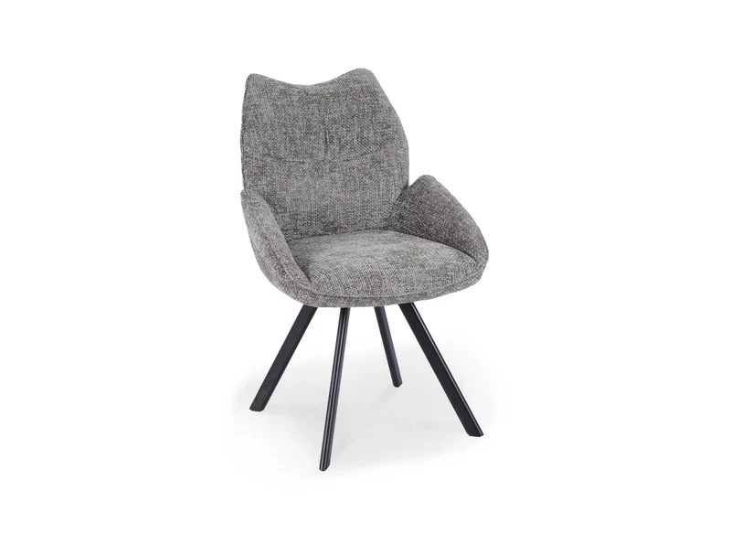 Sedia girevole con braccioli in tessuto grigio TALIA