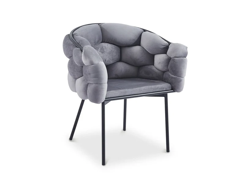 Set di 2 sedie in velluto grigio con gambe in metallo nero CHARLOTTE