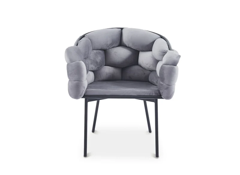 Set di 2 sedie in velluto grigio con gambe in metallo nero CHARLOTTE