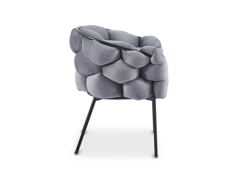 Set di 2 sedie in velluto grigio con gambe in metallo nero CHARLOTTE