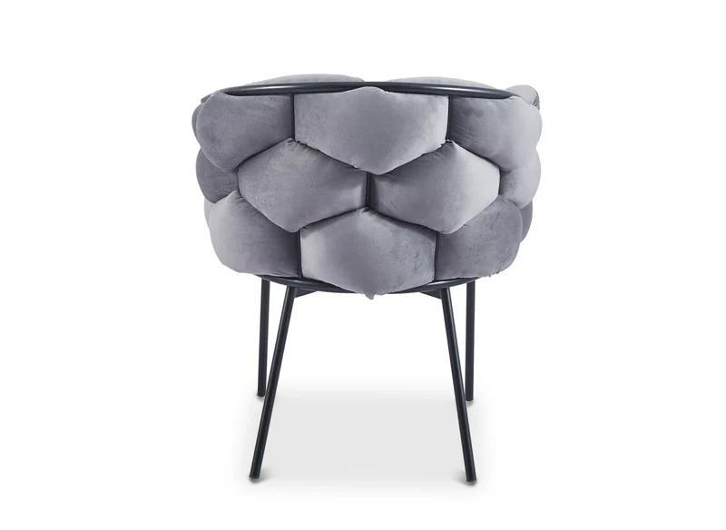 Set di 2 sedie in velluto grigio con gambe in metallo nero CHARLOTTE