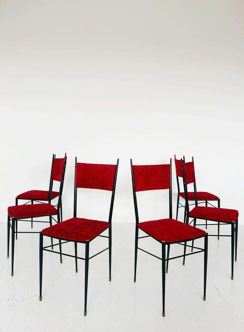 Set di sei sedie italiane, anni ’50–’60
