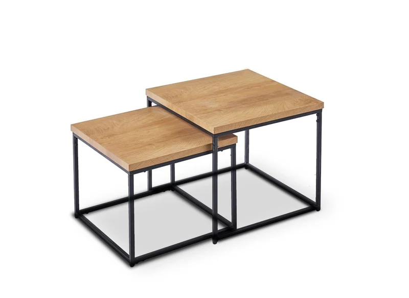 Set di 2 tavolini bassi impilabili quadrati di design SOLITA