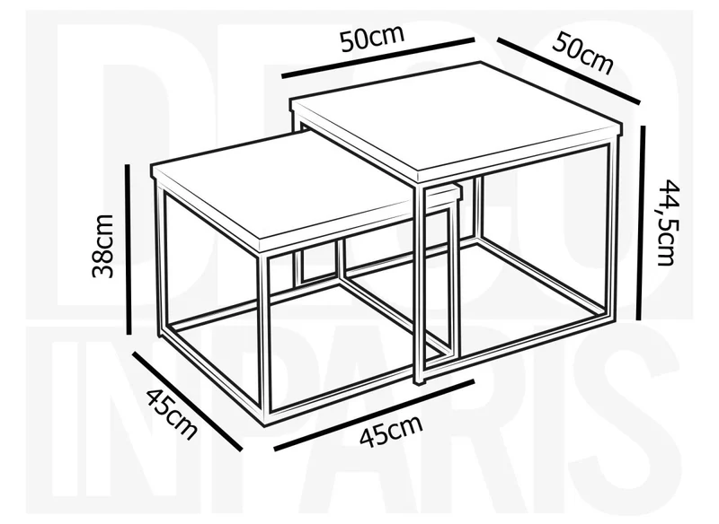 Set di 2 tavolini bassi impilabili quadrati di design SOLITA