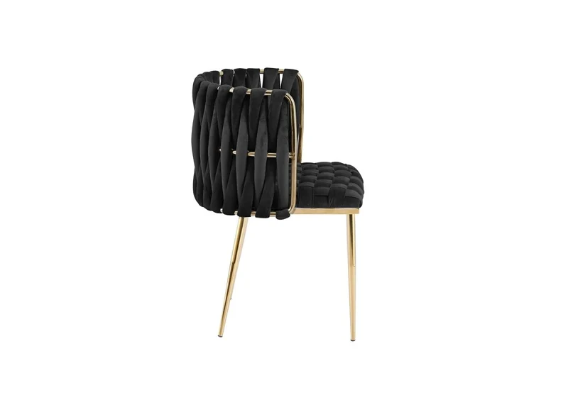 Set di 2 sedie in velluto nero con gambe in metallo dorato POLO