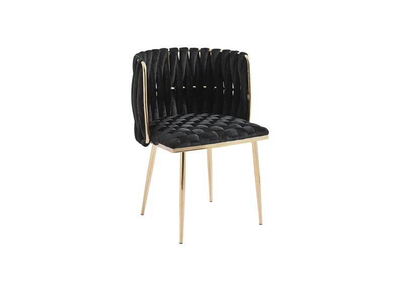 Set di 2 sedie in velluto nero con gambe in metallo dorato POLO