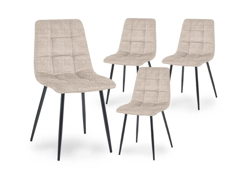 Set di 4 sedie JEREMI imbottite in tessuto beige