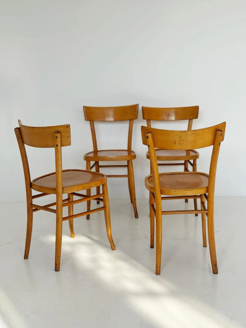 Set di 4 sedie vintage in legno – design metà Novecento