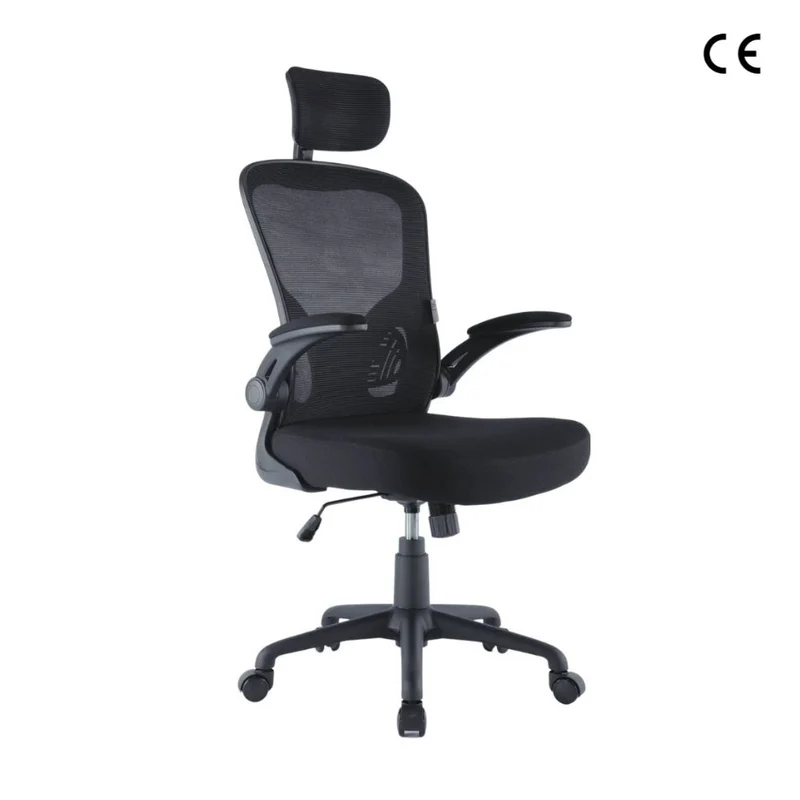 UNI EN 1335 Sedia da Ufficio Certificata Ergonomica Braccioli Pieghevoli Supporto Lombare Poggiatesta