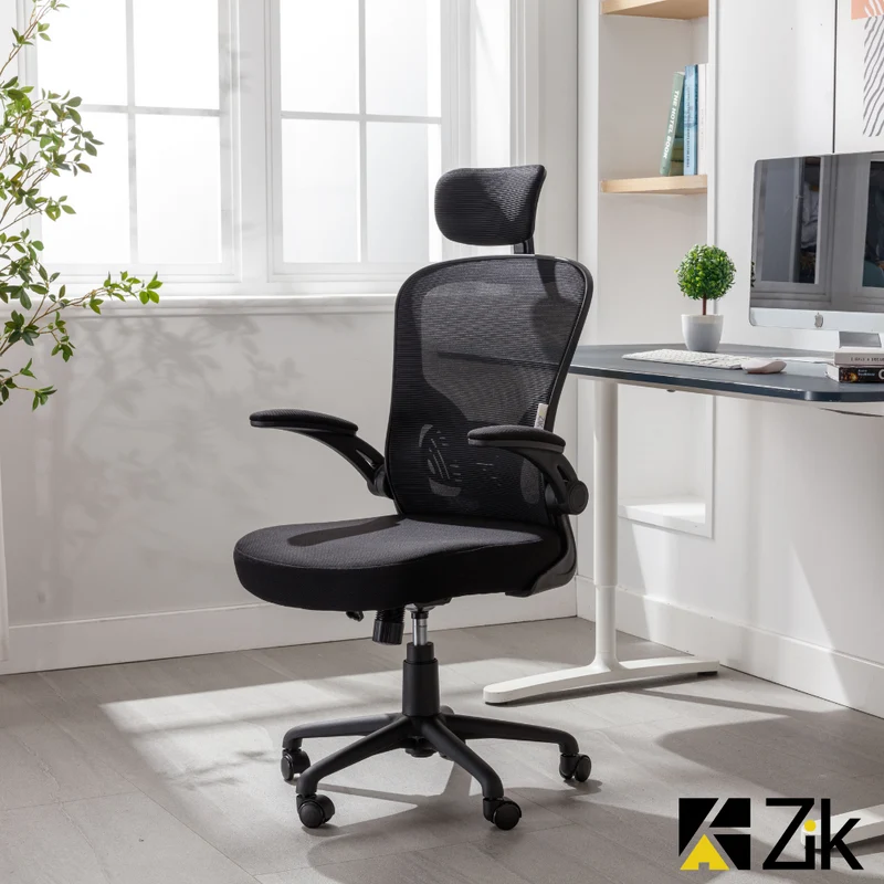 UNI EN 1335 Sedia da Ufficio Certificata Ergonomica Braccioli Pieghevoli Supporto Lombare Poggiatesta