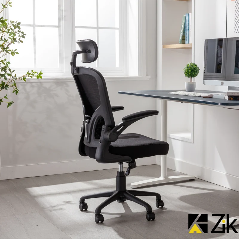 UNI EN 1335 Sedia da Ufficio Certificata Ergonomica Braccioli Pieghevoli Supporto Lombare Poggiatesta