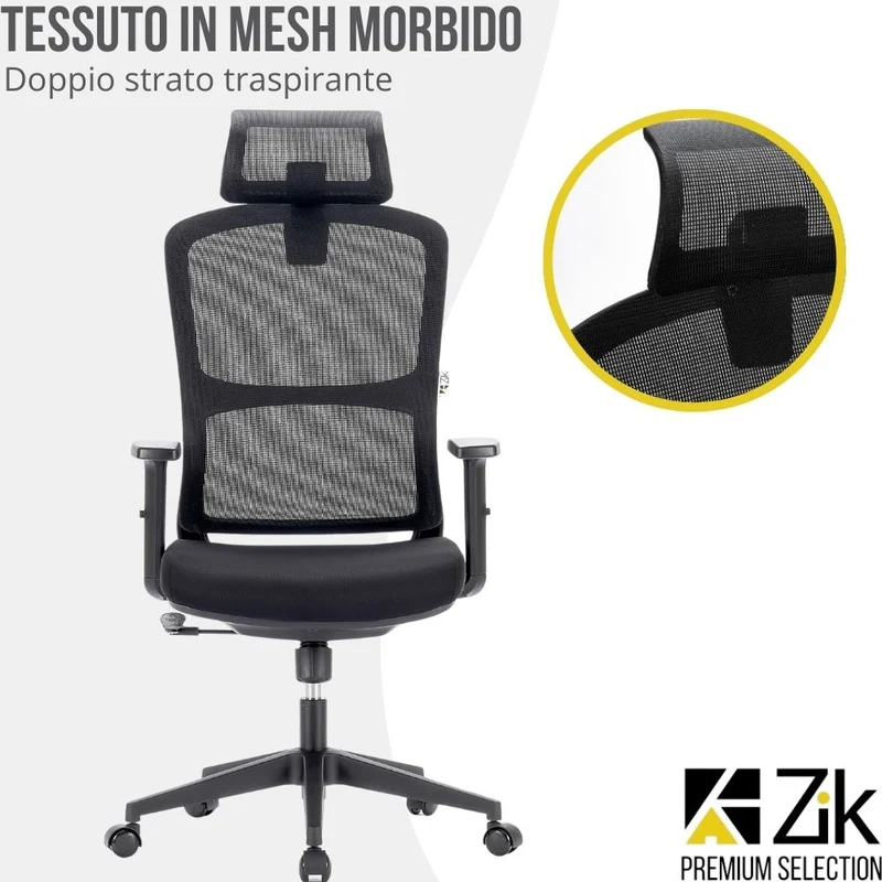 Sedia Da Ufficio Ergonomica Con Poggiabraccia Regolabili Portata 150Kg