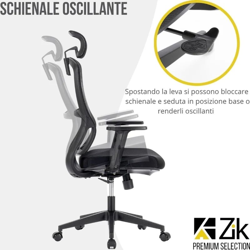 Sedia Da Ufficio Ergonomica Con Poggiabraccia Regolabili Portata 150Kg
