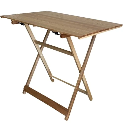 ZIK Tavolo da Giardino Pieghevole per Esterno, Salvaspazio, Altezza Regolabile, in Legno – 96x59x80