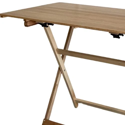 ZIK Tavolo da Giardino Pieghevole per Esterno, Salvaspazio, Altezza Regolabile, in Legno – 96x59x80