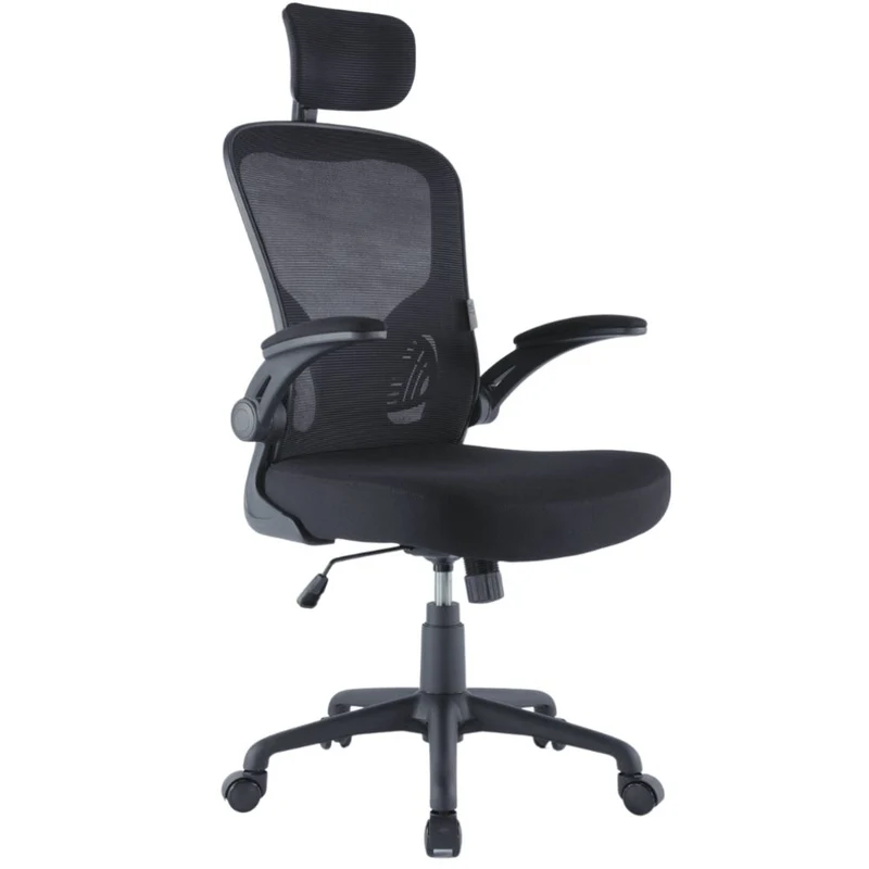Sedia da Ufficio Ergonomica Nera Braccioli Reclinabili Supporto Lombare Poggiatesta