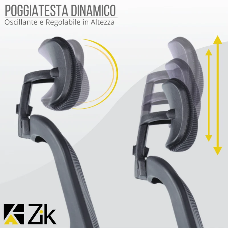 Sedia da Ufficio Ergonomica Nera Braccioli Reclinabili Supporto Lombare Poggiatesta