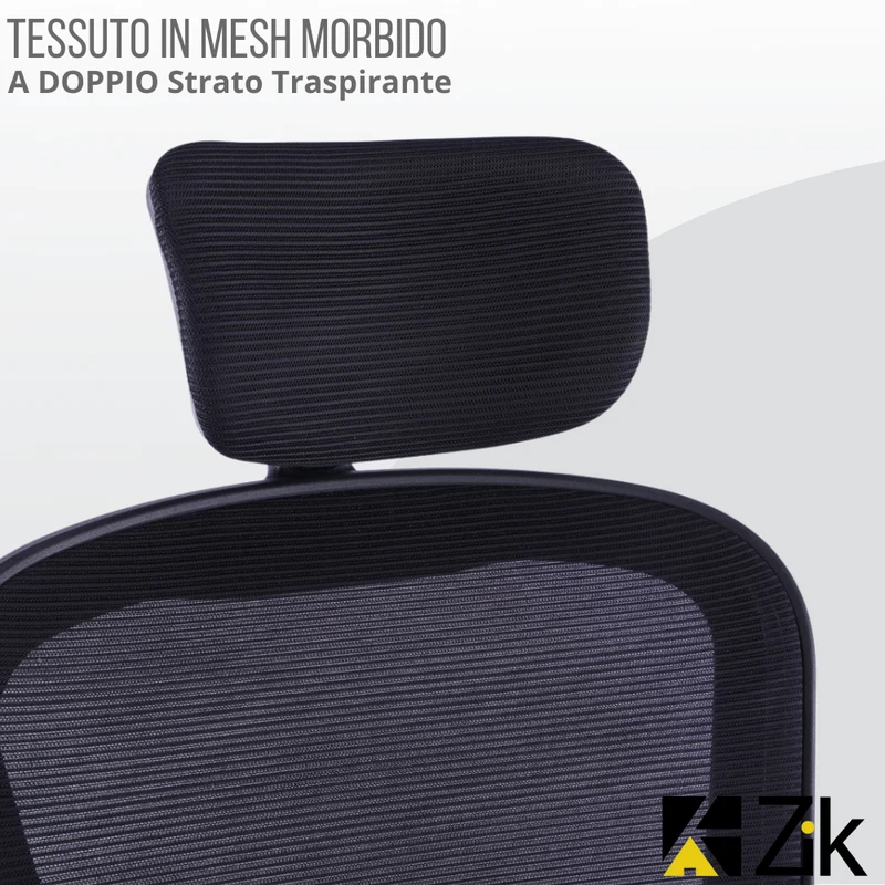 Sedia da Ufficio Ergonomica Nera Braccioli Reclinabili Supporto Lombare Poggiatesta