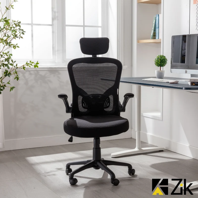 Sedia da Ufficio Ergonomica Nera Braccioli Reclinabili Supporto Lombare Poggiatesta
