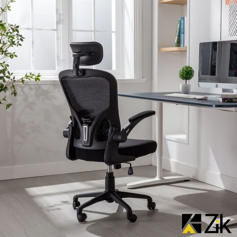 Sedia da Ufficio Ergonomica Nera Braccioli Reclinabili Supporto Lombare Poggiatesta