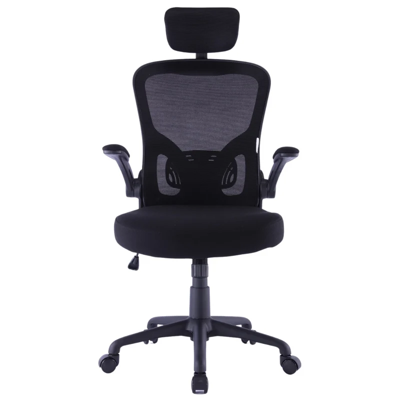 Sedia da Ufficio Ergonomica Nera Braccioli Reclinabili Supporto Lombare Poggiatesta