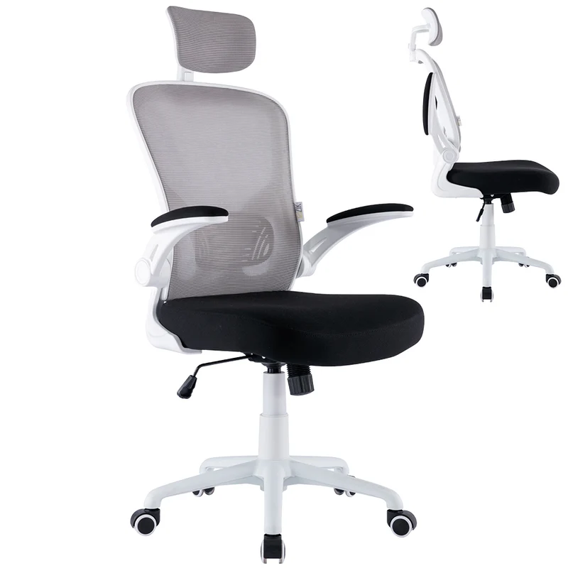 Sedia da Ufficio Ergonomica Bianca Braccioli Reclinabili Supporto Lombare Poggiatesta
