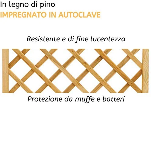 Pannello Grigliato in Legno per Giardino, Balcone, Terrazzo, per Rampicanti, Alta Recinzione Rettangolare – 90x180h