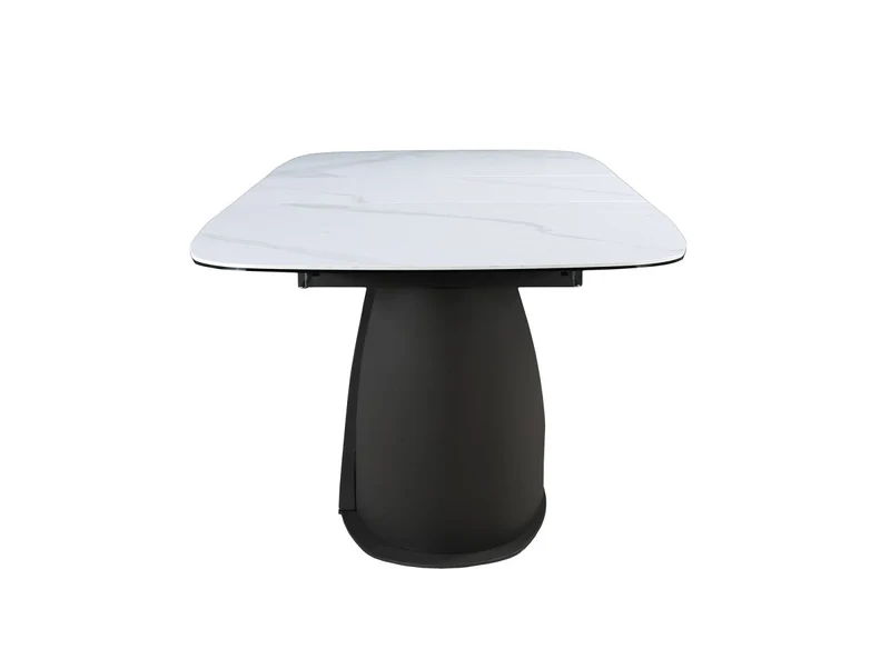 Tavolo da pranzo allungabile in metallo marrone con piano in ceramica bianca LERONA