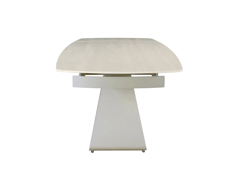 Tavolo da pranzo allungabile in metallo beige con piano in ceramica bianca PARIS