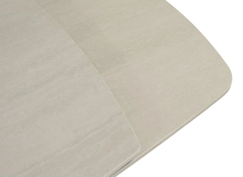Tavolo da pranzo allungabile in metallo beige con piano in ceramica bianca PARIS