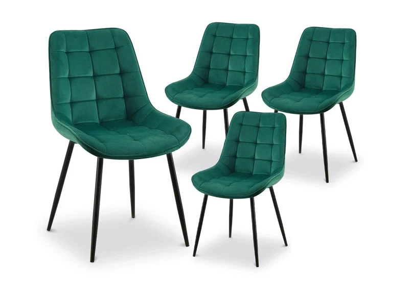 Set di 4 sedie imbottite in velluto verde SOREN